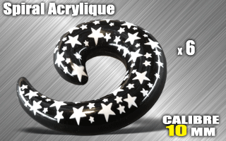 lot de 6 spirales acryliques - calibre 10 mm
