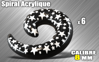 lot de 6 spirales acryliques - calibre 8 mm