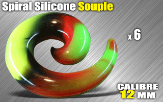 lot de 6 spirales silicone souples - calibre 12 mm