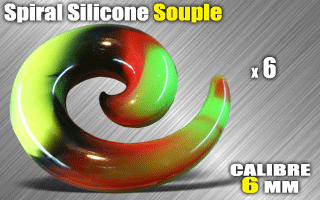 lot de 6 spirales silicone souples- calibre 6 mm