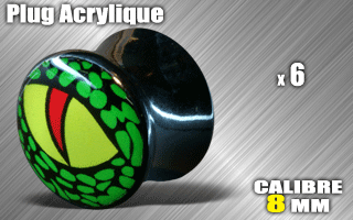 lot de 6 plugs acrylique - diametre 8 mm
