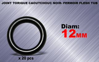 20 joints toriques 12 mm caoutchouc noir pour flesh tunnel