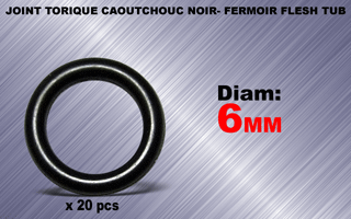 20 joints toriques 6 mm caoutchouc noir pour flesh tunnel