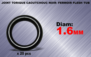 20 joints toriques 1.6 mm caoutchouc noir pour flesh tunnel