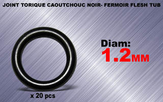 20 joints toriques 1.2 mm caoutchouc noir pour flesh tunnel