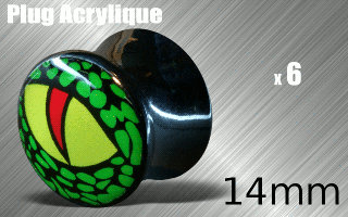 lot de 6 plugs acrylique - diametre 14 mm