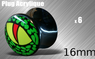 lot de 6 plugs acrylique - diametre 16 mm