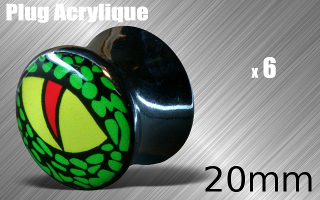 lot de 6 plugs acrylique - diametre 20 mm