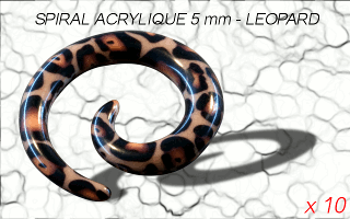 lot de 10 spiral acrylique 5 mm - leopard