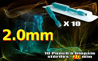 lot de 10 punchs a biopsie steriles 2.0 mm miltex (fabrique par kai medical) made in japon