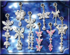 lot de bananes acier + fantaisies plaquee argent avec barre et boule acier 316 - taille standard - pierre griffes (non collees) - modele conforme a la photo