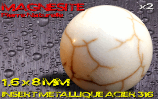 lot de 2 boules pierre naturelle 1.6 x 8 - magnesite - avec insert acier 316 - fabrication francaise