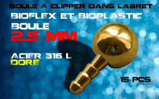 acier 316 l dore - 2.5 mm - a cliper pour labret bioflex et bioplatic