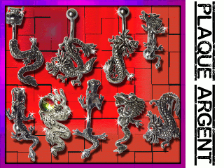 lot de 9 bananes dragons plaque argent - barre acier 316l 1.6 x 10