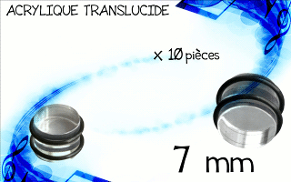 lot de 10 plugs acryliques transparents. diametre 7 mm