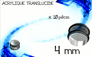 lot de 10 plugs acryliques transparents. diametre 4 mm