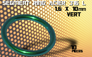 lot de 10 segment ring 1.6 x 10 - acier 316 l anodise vert