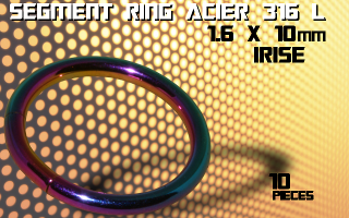 lot de 10 segment ring 1.6 x 10 - acier 316 l anodise irise
