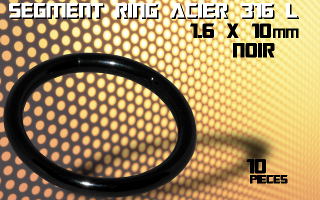 lot de 10 segment ring 1.6 x 10 - acier 316 l anodise noir