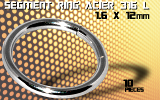 lot de 10 segment ring 1.6 x 12 - acier 316 l