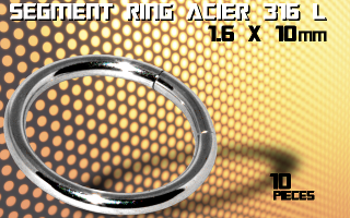 lot de 10 segment ring 1.6 x 10 - acier 316 l