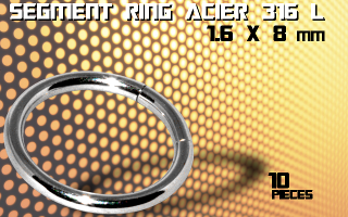 lot de 10 segment ring 1.6 x 8 - acier 316 l