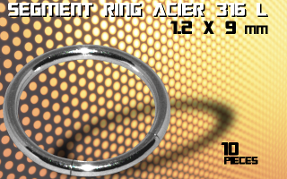 lot de 10 segment ring 1.2 x 9 - acier 316 l