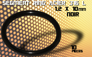 lot de 10 segment ring 1.2 x 10 - acier 316 l anod. noir