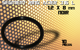 lot de 10 segment ring 1.2 x 8 - acier 316 l anod. noir