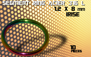 lot de 10 segment ring 1.2 x 8 - acier 316 l anod. irise