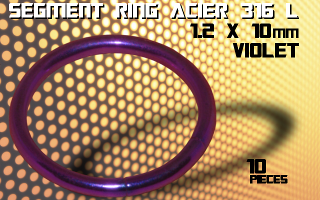 lot de 10 segment ring 1.2 x 10 - acier 316 l anod. violet
