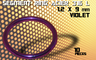 lot de 10 segment ring 1.2 x 9 - acier 316 l anod. violet