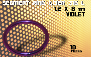 lot de 10 segment ring 1.2 x 8 - acier 316 l anod. violet