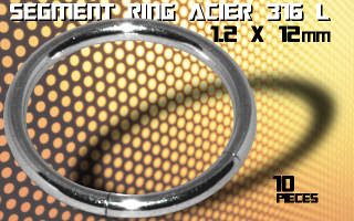 lot de 10 segment ring 1.2 x 12 - acier 316 l