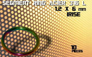 lot de 10 segment ring 1.2 x 6 - acier 316 l anod. irise