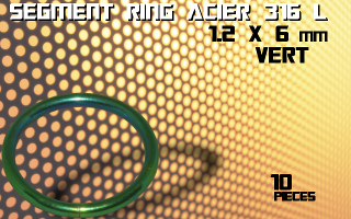 lot de 10 segment ring 1.2 x 6 - acier 316 l anod. vert
