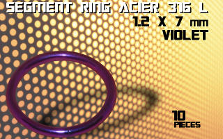 lot de 10 segment ring 1.2 x 7 - acier 316 l anod. violet