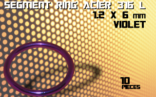 lot de 10 segment ring 1.2 x 6 - acier 316 l anod. violet