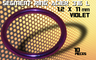 lot de 10 segment ring 1.2 x 11 - acier 316 l anod. violet