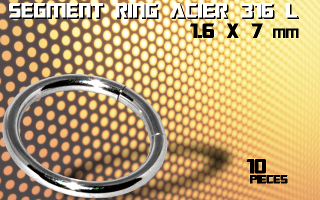 lot de 10 segment ring 1.6 x 7 - acier 316 l