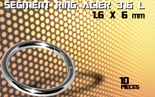 lot de 10 segment ring 1.6 x 6 - acier 316 l