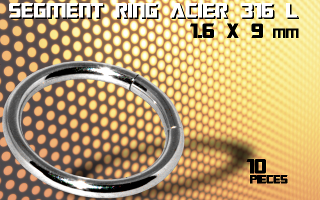 lot de 10 segment ring 1.6 x 9 - acier 316 l