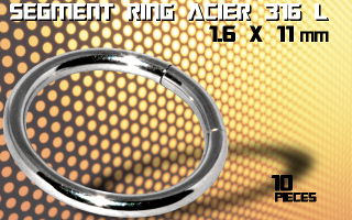 lot de 10 segment ring 1.6 x 11 - acier 316 l