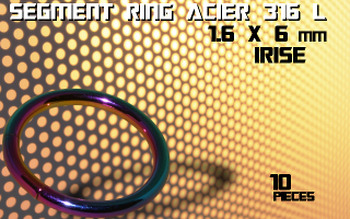 lot de 10 segment ring 1.6 x 6 - acier 316 l anod. irise