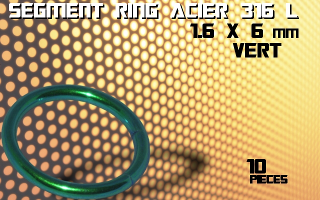 lot de 10 segment ring 1.6 x 6 - acier 316 l anod. vert