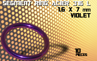 lot de 10 segment ring 1.6 x 7 - acier 316 l anod. violet