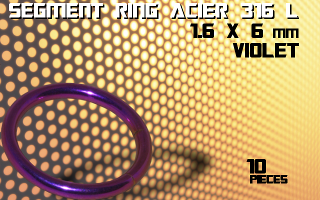 lot de 10 segment ring 1.6 x 6 - acier 316 l anod. violet