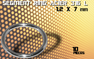 lot de 10 segment ring 1.2 x 7 - acier 316 l