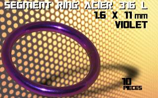 lot de 10 segment ring 1.6 x 11 - acier 316 l anod. violet