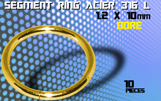lot de 10 segment ring 1.2 x 10 - acier 316 l anod. dore